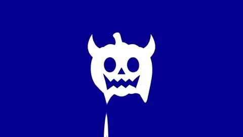 Animated Devil Pumpkin Dripping on Blue Background Stock Footage 327761746