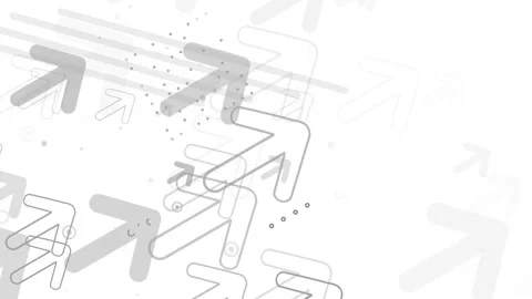 Animated diagonal upward movement of gray arrow pointers. Abstract white looped Stock Footage 252584559