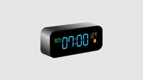 Animated digital alarm clock ringing at 08 AM on alpha background. Stock Footage 264274478