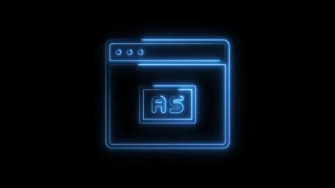 Animated digital asset symbol displayed in a glowing blue neon browser window Stock Footage 322966082