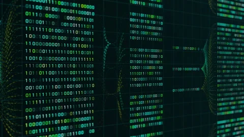 Animated Digital Binary Code and Data Flowing on a Screen, 4K. Stock Footage 318813958
