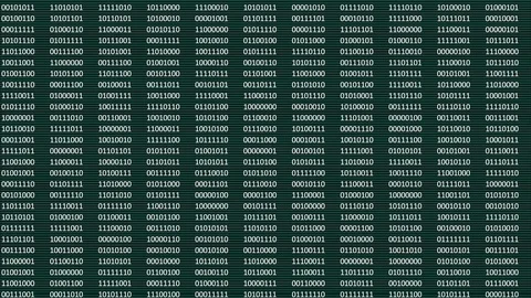 Animated digital bits and bytes on a black and green computer screen. Stock Footage 108561226