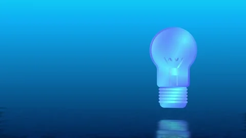 Animated digital bulb glitch, animated neon blue modern light bulb Video stock 296259112