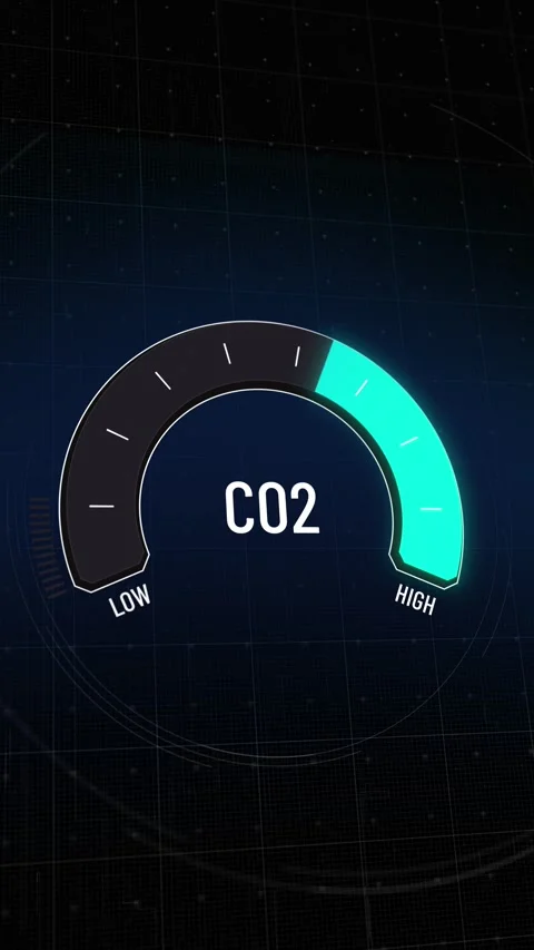 Animated digital co2 gauge meter level increasing from low to critical high  Stock Footage 314002138