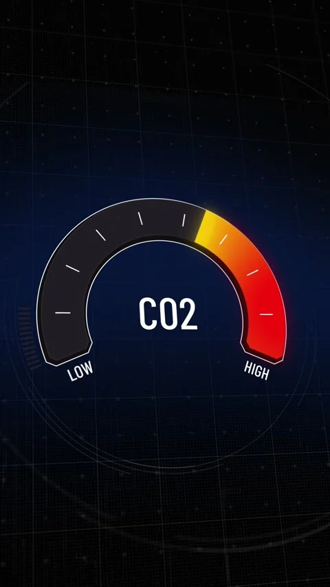 Animated digital CO2 meter showing carbon dioxide levels rising Stock Footage 311898538