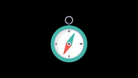 Animated Digital Compass Icon on Black Background – Navigation Concept Vidéo 296845610