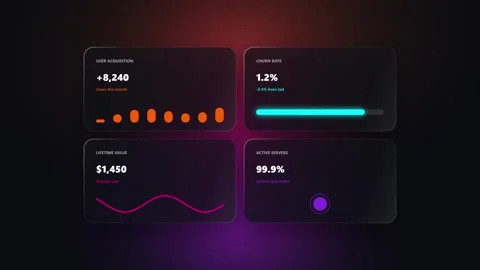 Animated Digital Dashboard Displaying Live Business Analytics with Glowing .. 動画素材 347278027