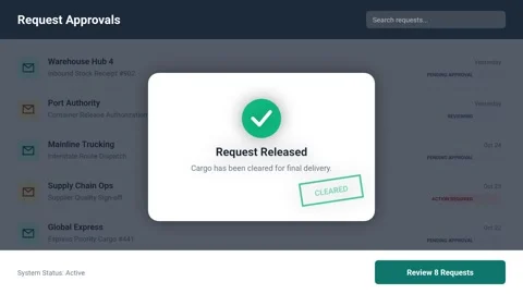 Animated digital dashboard interface with approvals and release completion Stock Footage 345300807