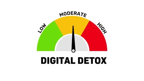 Animated Digital Detox Level Gauge, Screen Time Balance Meter Animation Stock Footage 316959751