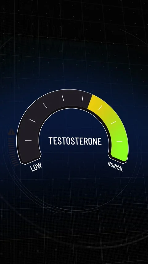 Animated digital display of testosterone levels with a meter, showcasing prog Stock Footage 315448173