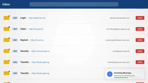 Animated digital email inbox interface with demonstrating of managing messages Stock Footage 345300633