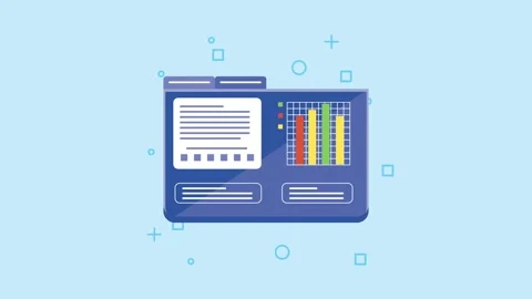 Animated digital file folder displaying statistical analysis charts and dat.. Stock Footage 339118584