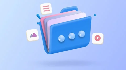 Animated Digital Folder   3D Cloud Storage UI with Floating Icons Stock Footage 317692917