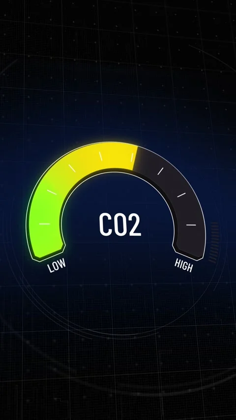 Animated digital gauge CO2 meter level increasing gradually from low Stock Footage 314002119