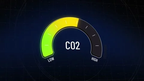Animated digital gauge shows co2 meter level increasing gradually from low  Stock Footage 314002089
