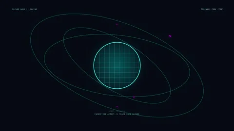 Animated digital globe with orbiting elements in 4K Stock Footage 344752216