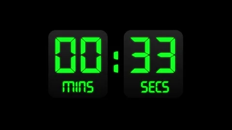 Animated Digital Green LED 5 Minute Time Counter Display on Black Background Stock Footage 318826278