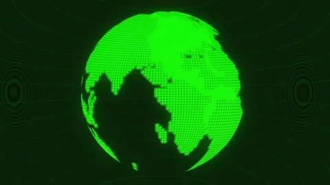 Animated digital green pixelated globe on a dark background with binary code. Stock Footage 259766810