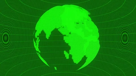 Animated digital green pixelated globe on a dark background with binary code. Stock Footage 259766821