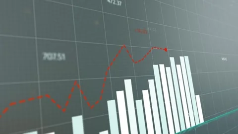 Animated digital growth trend visualization, upward moving bar charts  Stock Footage 292904003