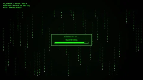 Animated Digital Interface Displays Hash Key Decryption Process and Success.. Stock Footage 347349429