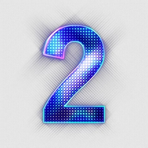 Animated Digital LED Number Two on a Transparent Background in a Seamless Loop 動画素材 345941777