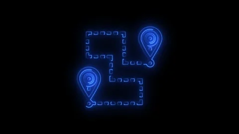 Animated digital map with location markers Stock Footage 345693657
