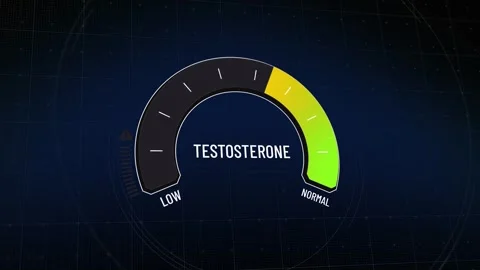 Animated digital meter presentation, showing testosterone levels moving from  Video stock 315448171