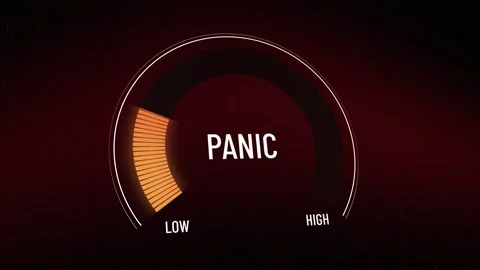 Animated digital meter presentation template, panic gauge moving from very hi Stock Footage 314133492