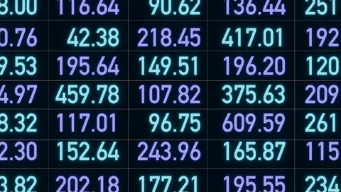 Animated digital numbers, data or  financial figures in purpla and blue. Stock Footage 291088448