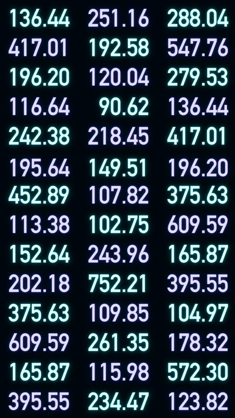 Animated digital numbers, data or  financial figures in purple and blue. Stock Footage 320122998