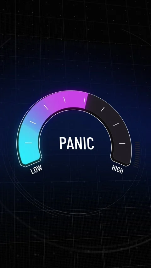 Animated digital panic gauge presentation template, moving from safe low  Stock Footage 314370665