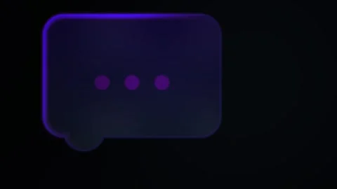 Animated Digital Speech Bubble Icon with Pulsing Loading Dots on Dark Backg.. 動画素材 341806812