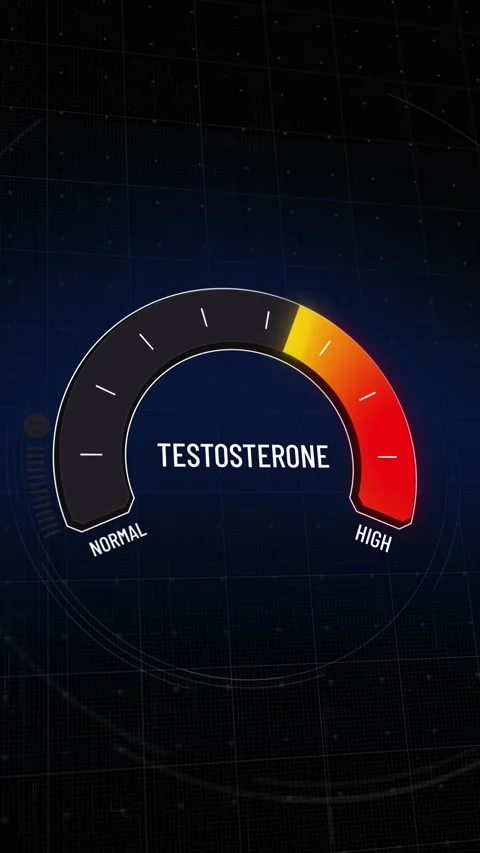 Animated digital testosterone gauge presentation moving from high to normal h Stock Footage 315448172