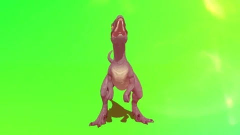 Animated Dinosaur Walking on Green Screen Background with Dynamic Lighting Stock Footage 338331694