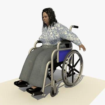 Animated Disabled European Woman in a Wheel chair ~ 3D Model #91387728