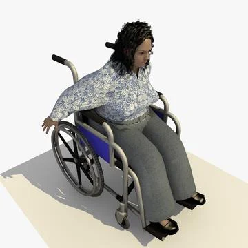 Animated Disabled European Woman in a Wheel chair ~ 3D Model #91387728
