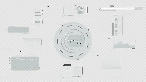 Animated display with an abstract digital data processing diagram Stock Footage 319806787