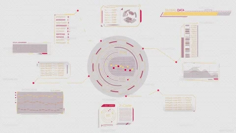 Animated display with an abstract digital data analysis diagram Stock Footage 333014897