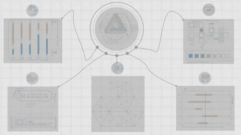 Animated display depicting AI-driven computational data activity Stock Footage 325219297