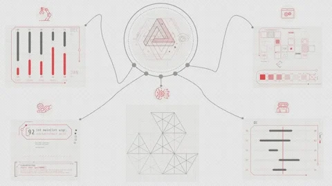 Animated display displaying AI-driven data processing operations Stock Footage 320279015