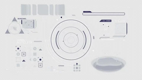 Animated display with HUD and infographic elements for working with data Stock Footage 297330153