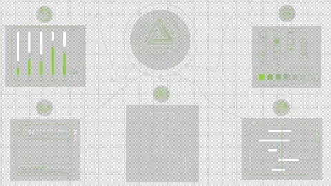 Animated display showing data processing by an AI-controlled system Stock Footage 342190273