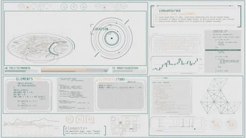 Animated display showing program codes and real-time location data processing 스톡 동영상 328693993