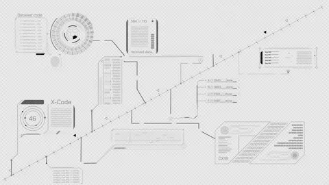 Animated display with a system of codes that process the received data Stock Footage 314190739