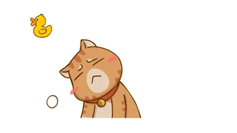 Animated Dizzy Cat on White Background Stock Footage 282774734