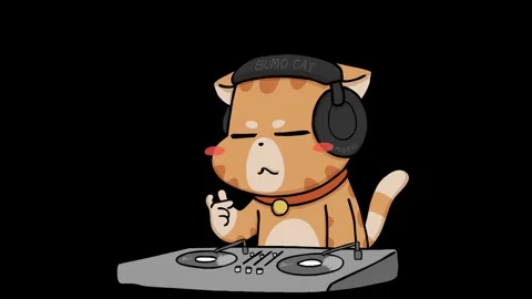 Animated DJ Cat Grooving - Transparent Background Stock Footage 282773995