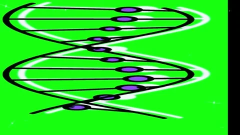 Animated dna double helix structures rotating against a vibrant solid green Stock Footage 346040938