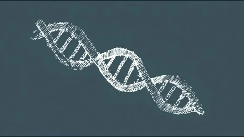 Animated dna helix rotating on chalkboard background in seamless loop Stock Footage 314459506
