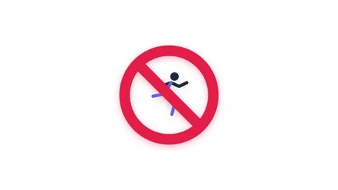 Animated Do Not Run Prohibition Symbol on White Background Stock Footage 344948423